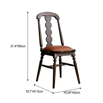 Traditional French Flannelette Solid Wood Dining Chair Backrest Armless For Dining Room