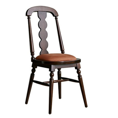 Traditional French Flannelette Solid Wood Dining Chair Backrest Armless For Dining Room