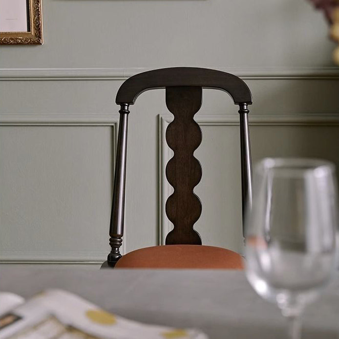 Traditional French Flannelette Solid Wood Dining Chair Backrest Armless For Dining Room
