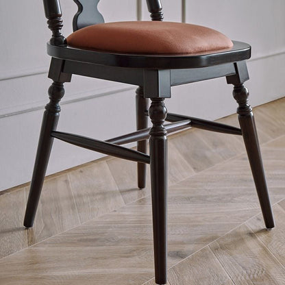 Traditional French Flannelette Solid Wood Dining Chair Backrest Armless For Dining Room