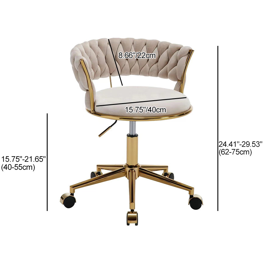 Contemporary Nordic Coil Velvet Iron Hardware Vanity Stool Backrest Armless For Bedroom