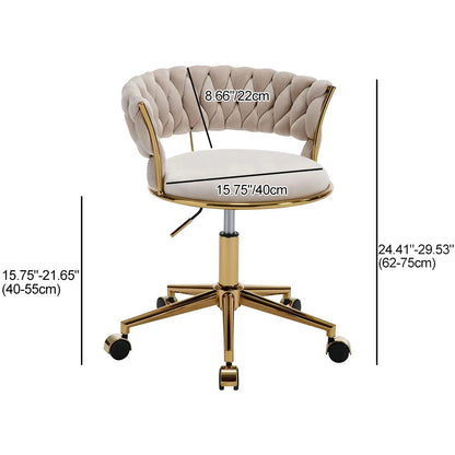 Contemporary Nordic Coil Velvet Iron Hardware Vanity Stool Backrest Armless For Bedroom