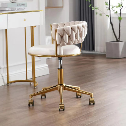 Contemporary Nordic Coil Velvet Iron Hardware Vanity Stool Backrest Armless For Bedroom
