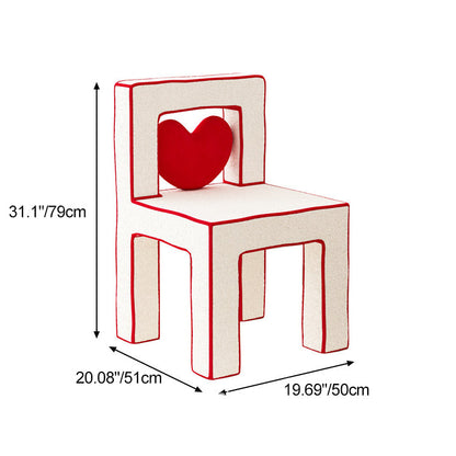Contemporary Creative Love Lines Lambswool Solid Wood Iron Vanity Stool Backrest Armless For Bedroom