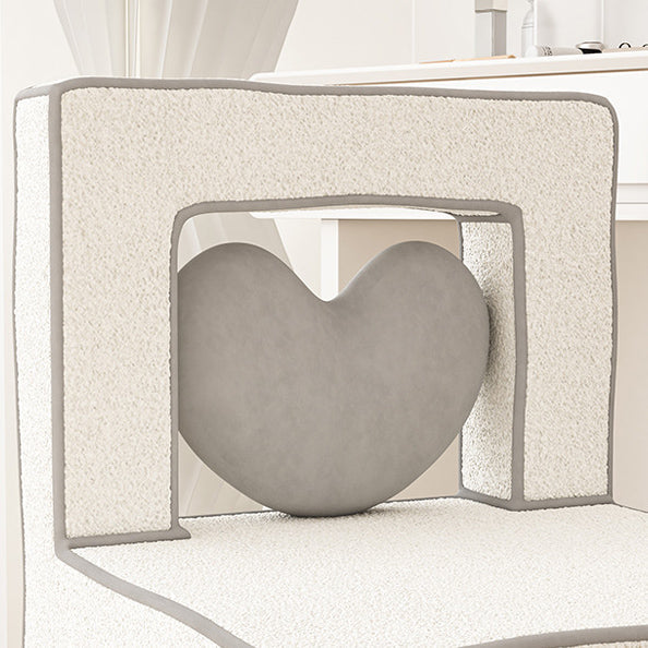 Contemporary Creative Love Lines Lambswool Solid Wood Iron Vanity Stool Backrest Armless For Bedroom