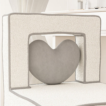 Contemporary Creative Love Lines Lambswool Solid Wood Iron Vanity Stool Backrest Armless For Bedroom