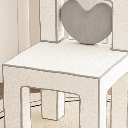 Contemporary Creative Love Lines Lambswool Solid Wood Iron Vanity Stool Backrest Armless For Bedroom