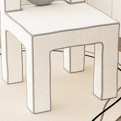 Contemporary Creative Love Lines Lambswool Solid Wood Iron Vanity Stool Backrest Armless For Bedroom