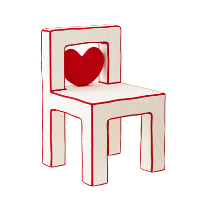 Contemporary Creative Love Lines Lambswool Solid Wood Iron Vanity Stool Backrest Armless For Bedroom