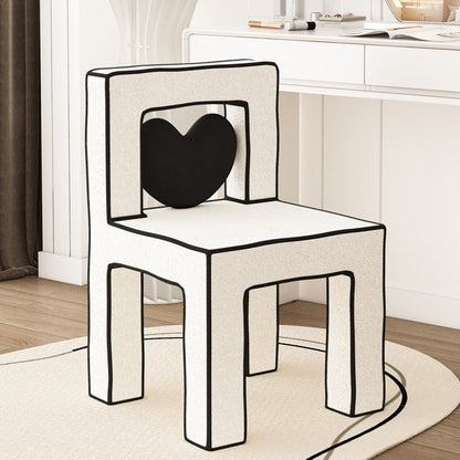 Contemporary Creative Love Lines Lambswool Solid Wood Iron Vanity Stool Backrest Armless For Bedroom