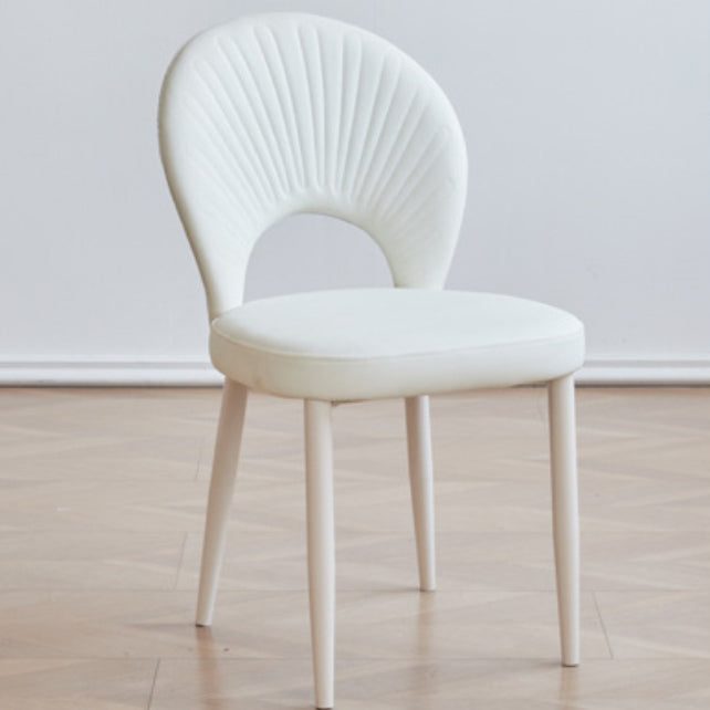Contemporary Nordic Scallop Shells Leather Iron Dining Chair Backrest Armless For Dining Room