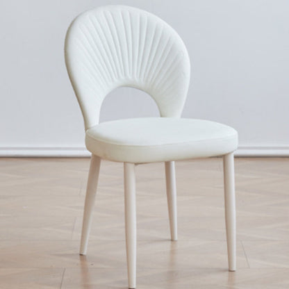 Contemporary Nordic Scallop Shells Leather Iron Dining Chair Backrest Armless For Dining Room