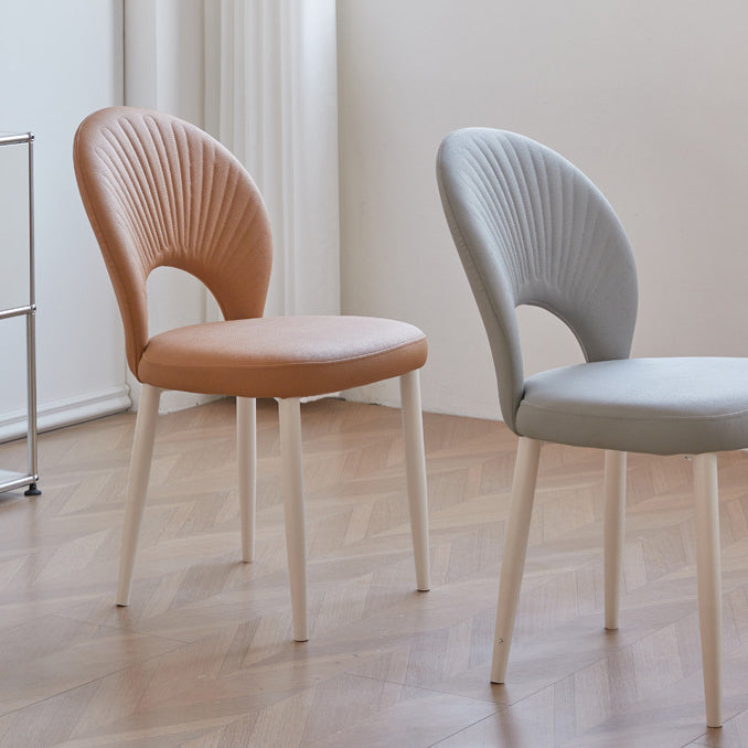 Contemporary Nordic Scallop Shells Leather Iron Dining Chair Backrest Armless For Dining Room