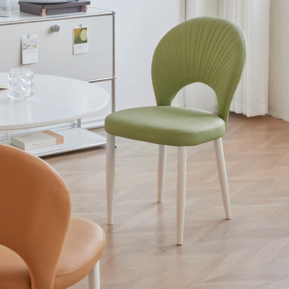 Contemporary Nordic Scallop Shells Leather Iron Dining Chair Backrest Armless For Dining Room