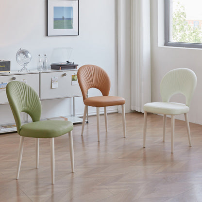 Contemporary Nordic Scallop Shells Leather Iron Dining Chair Backrest Armless For Dining Room