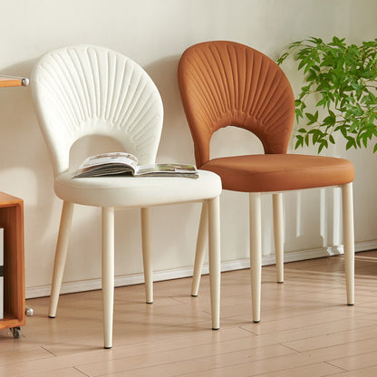 Contemporary Nordic Scallop Shells Leather Iron Dining Chair Backrest Armless For Dining Room