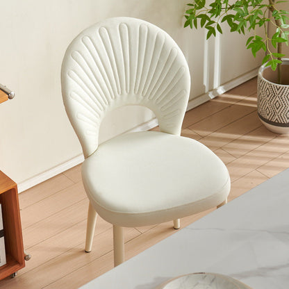 Contemporary Nordic Scallop Shells Leather Iron Dining Chair Backrest Armless For Dining Room