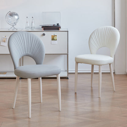 Contemporary Nordic Scallop Shells Leather Iron Dining Chair Backrest Armless For Dining Room