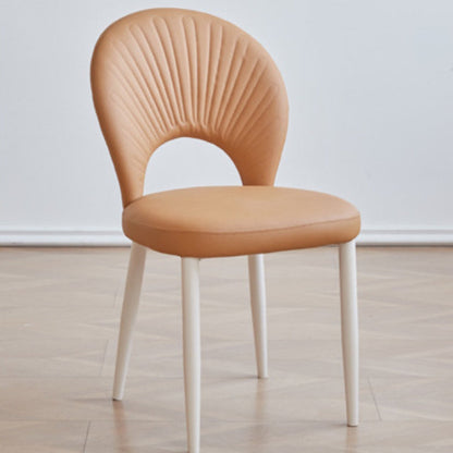 Contemporary Nordic Scallop Shells Leather Iron Dining Chair Backrest Armless For Dining Room