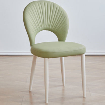 Contemporary Nordic Scallop Shells Leather Iron Dining Chair Backrest Armless For Dining Room