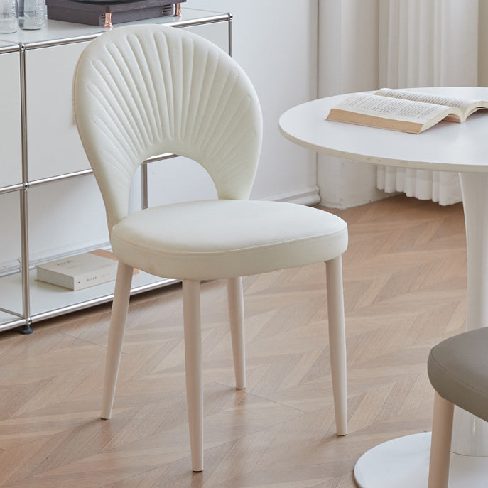 Contemporary Nordic Scallop Shells Leather Iron Dining Chair Backrest Armless For Dining Room