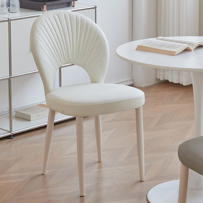 Contemporary Nordic Scallop Shells Leather Iron Dining Chair Backrest Armless For Dining Room