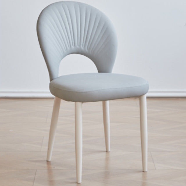 Contemporary Nordic Scallop Shells Leather Iron Dining Chair Backrest Armless For Dining Room