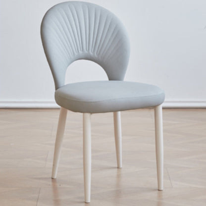 Contemporary Nordic Scallop Shells Leather Iron Dining Chair Backrest Armless For Dining Room
