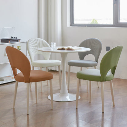 Contemporary Nordic Scallop Shells Leather Iron Dining Chair Backrest Armless For Dining Room