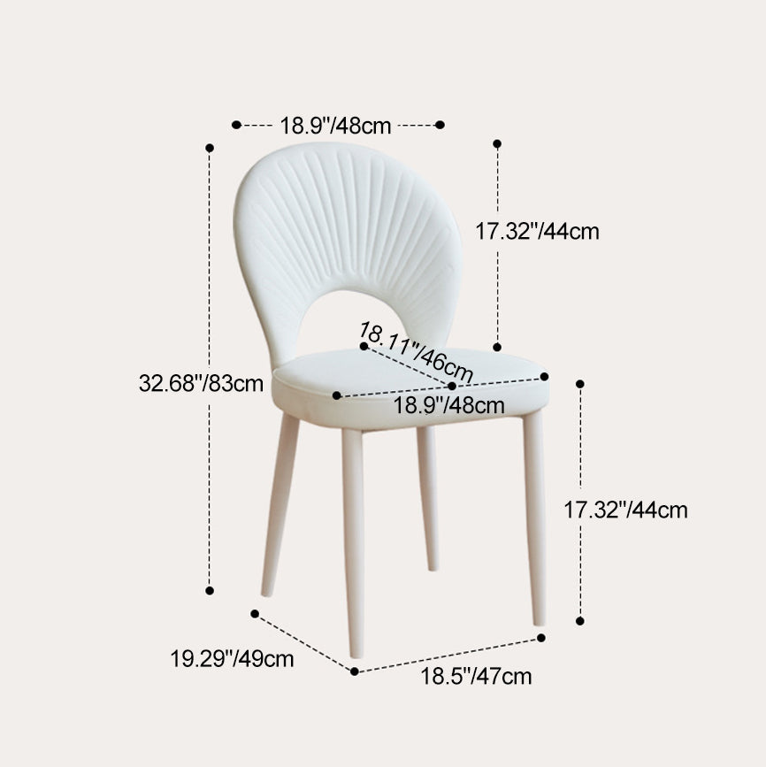Contemporary Nordic Scallop Shells Leather Iron Dining Chair Backrest Armless For Dining Room