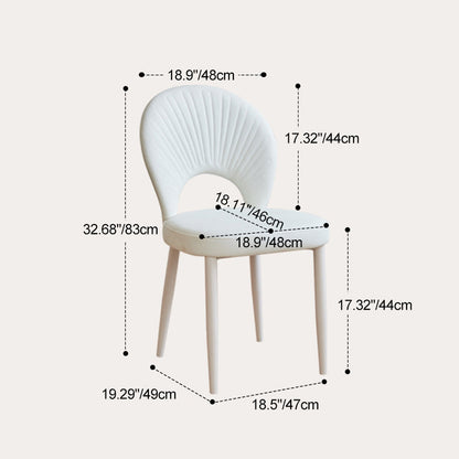 Contemporary Nordic Scallop Shells Leather Iron Dining Chair Backrest Armless For Dining Room