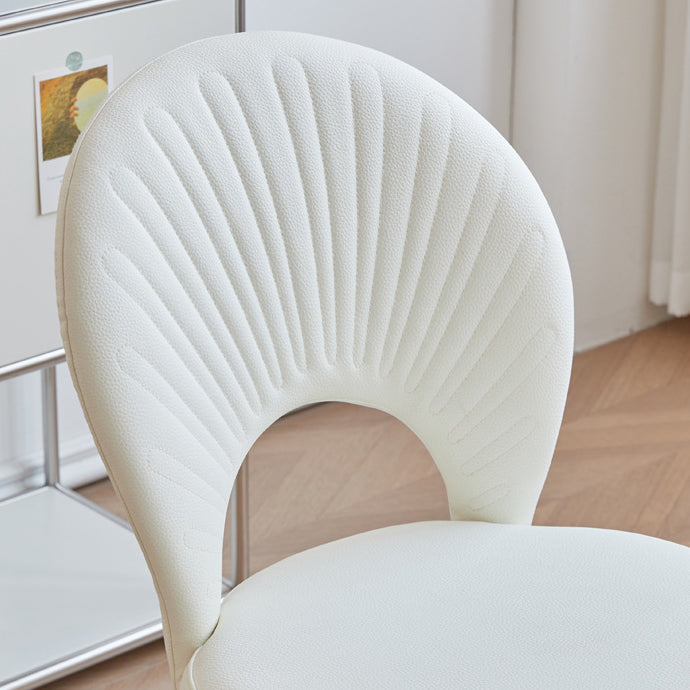 Contemporary Nordic Scallop Shells Leather Iron Dining Chair Backrest Armless For Dining Room