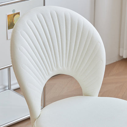 Contemporary Nordic Scallop Shells Leather Iron Dining Chair Backrest Armless For Dining Room