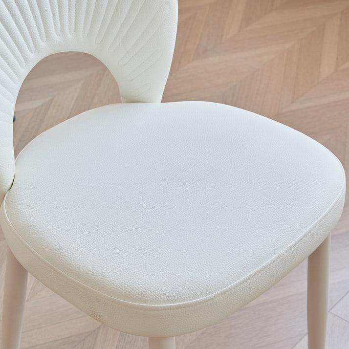 Contemporary Nordic Scallop Shells Leather Iron Dining Chair Backrest Armless For Dining Room