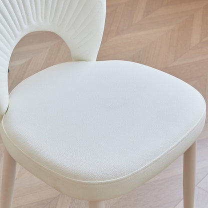 Contemporary Nordic Scallop Shells Leather Iron Dining Chair Backrest Armless For Dining Room