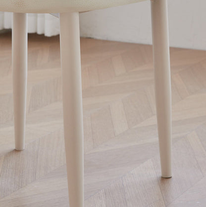 Contemporary Nordic Scallop Shells Leather Iron Dining Chair Backrest Armless For Dining Room