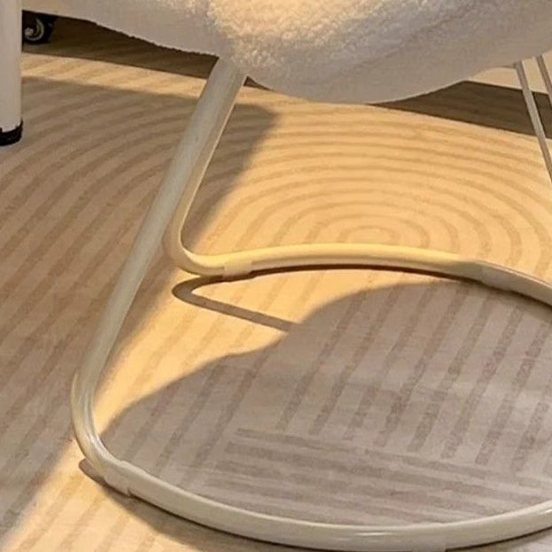 Contemporary Creative Flower Shape Lambswool Carbon Steel Vanity Stool Backrest Armless For Bedroom