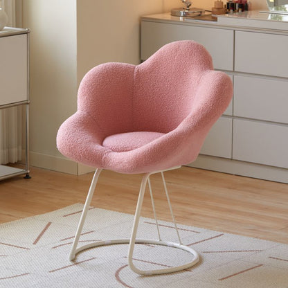 Contemporary Creative Flower Shape Lambswool Carbon Steel Vanity Stool Backrest Armless For Bedroom
