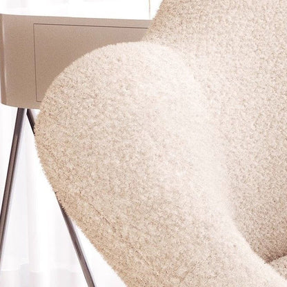 Contemporary Creative Flower Shape Lambswool Carbon Steel Vanity Stool Backrest Armless For Bedroom