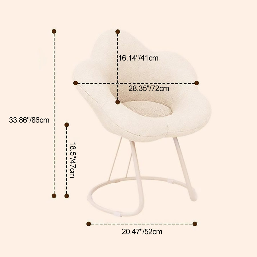 Contemporary Creative Flower Shape Lambswool Carbon Steel Vanity Stool Backrest Armless For Bedroom