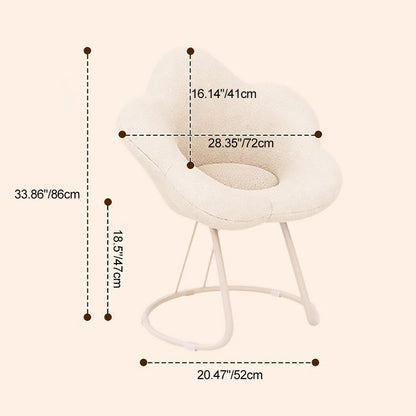 Contemporary Creative Flower Shape Lambswool Carbon Steel Vanity Stool Backrest Armless For Bedroom