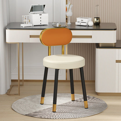 Contemporary Nordic PU Iron Vanity Stool Backrest Armless For Bedroom
