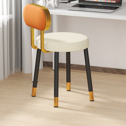 Contemporary Nordic PU Iron Vanity Stool Backrest Armless For Bedroom