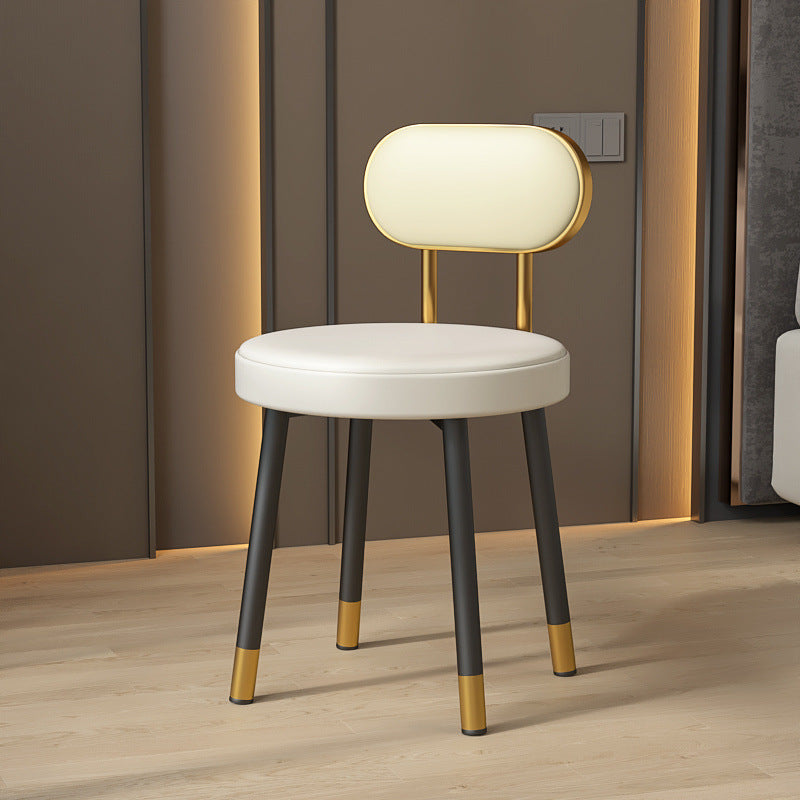 Contemporary Nordic PU Iron Vanity Stool Backrest Armless For Bedroom