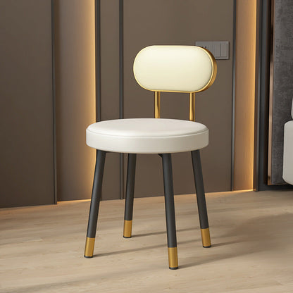 Contemporary Nordic PU Iron Vanity Stool Backrest Armless For Bedroom