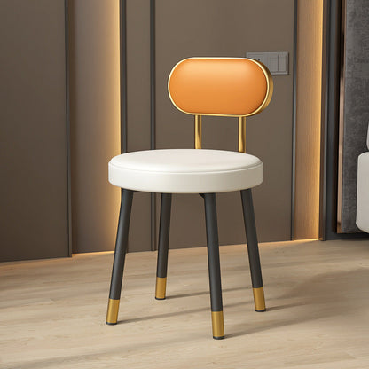 Contemporary Nordic PU Iron Vanity Stool Backrest Armless For Bedroom