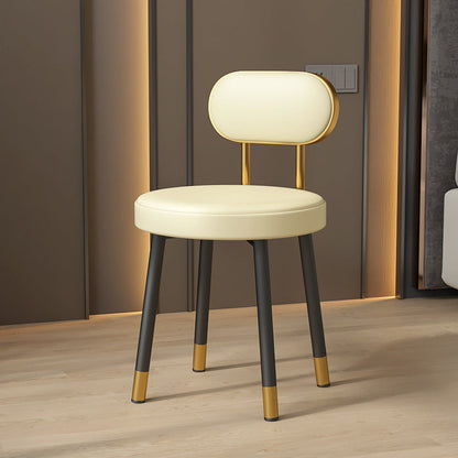 Contemporary Nordic PU Iron Vanity Stool Backrest Armless For Bedroom