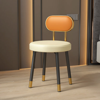 Contemporary Nordic PU Iron Vanity Stool Backrest Armless For Bedroom