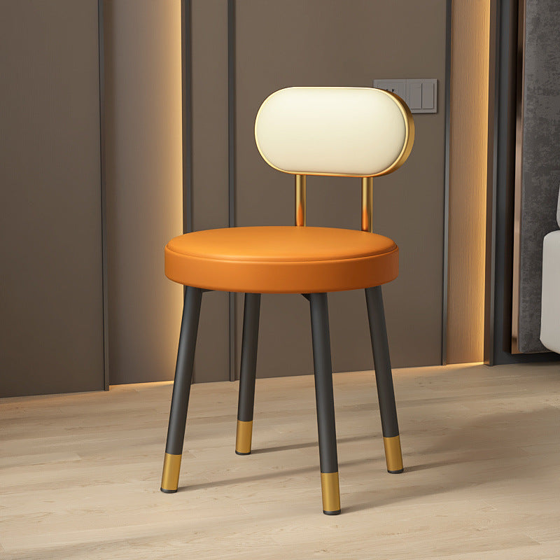 Contemporary Nordic PU Iron Vanity Stool Backrest Armless For Bedroom