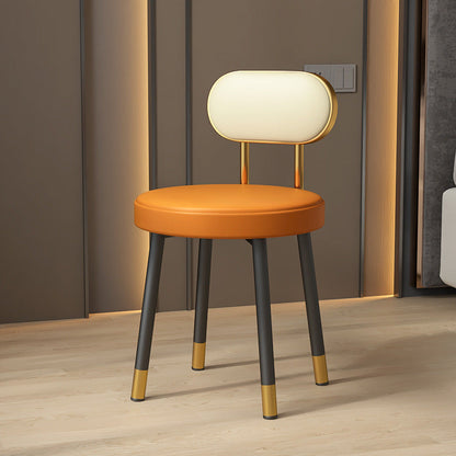Contemporary Nordic PU Iron Vanity Stool Backrest Armless For Bedroom